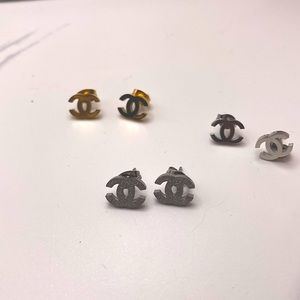 Tiny c stud earrings. Stainless steel. Different styles available.